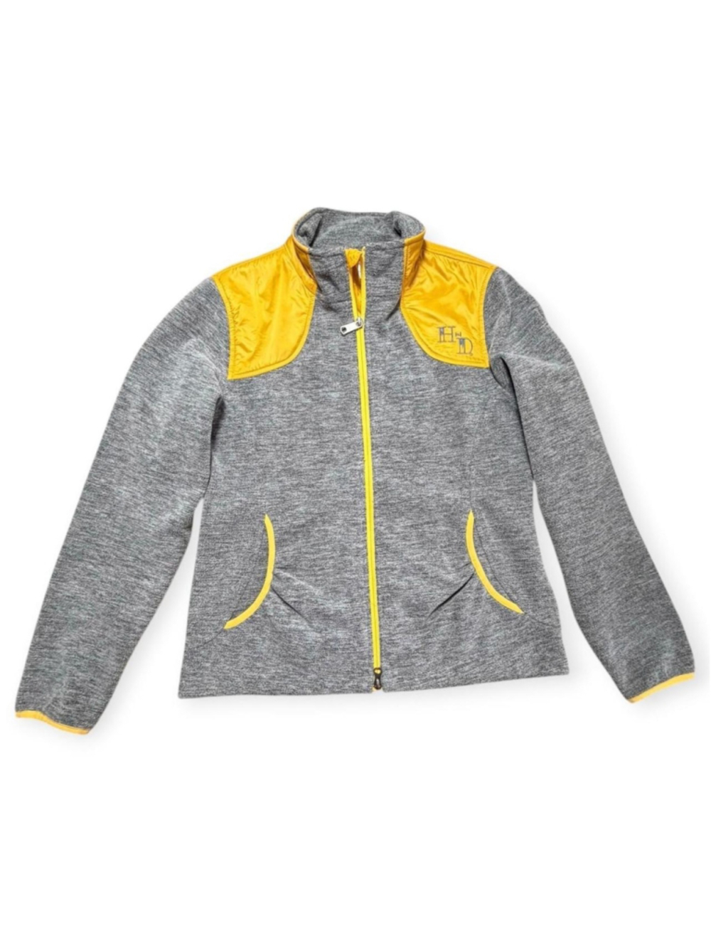Harley-Davidson Womens Gray Fleece Yellow Quilted Shoulder Zip Jacket Medium
Ha